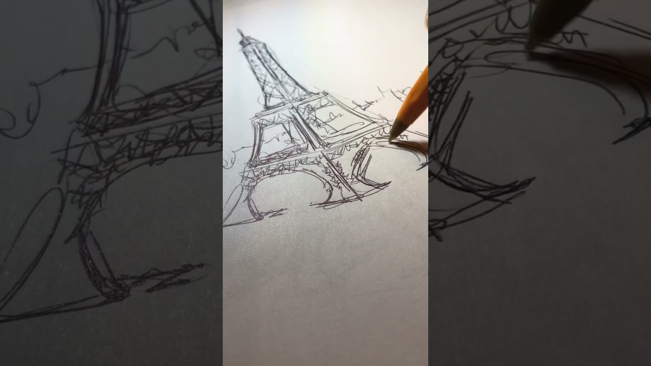 Detail Lukisan Pensil Menara Eiffel Nomer 24