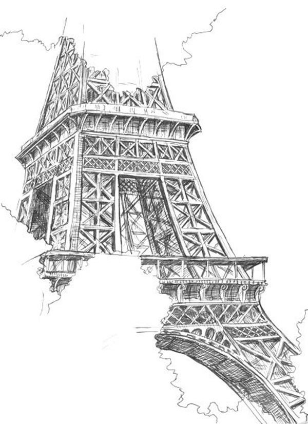 Detail Lukisan Pensil Menara Eiffel Nomer 35