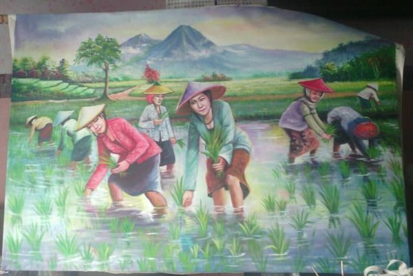 Detail Lukisan Petani Di Sawah Nomer 6