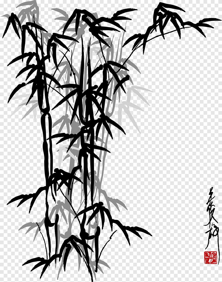Detail Lukisan Pohon Bambu Hitam Putih Nomer 21