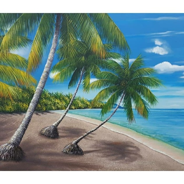 Lukisan Pohon Kelapa Di Pantai - KibrisPDR