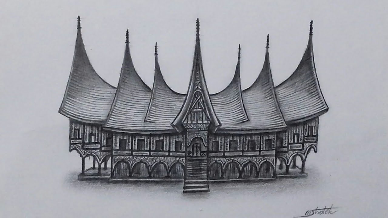 Detail Lukisan Rumah Adat Minangkabau Nomer 15