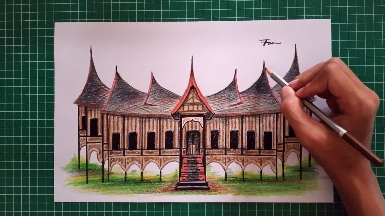 Detail Lukisan Rumah Adat Minangkabau Nomer 7