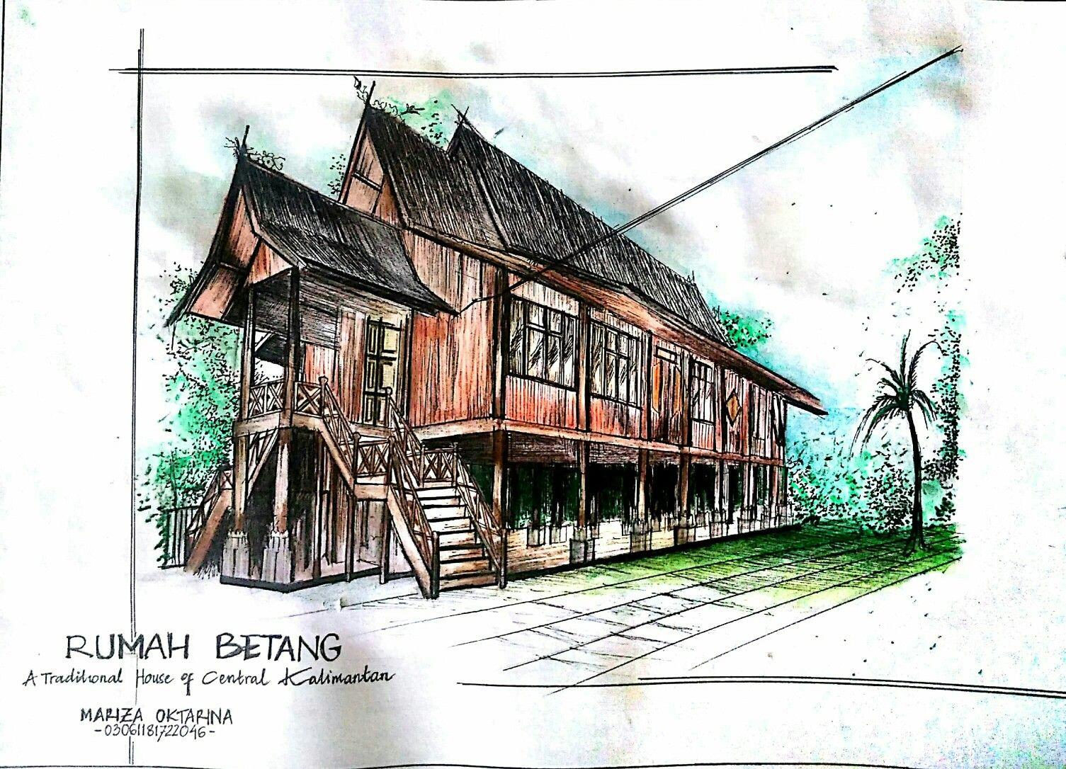 Detail Lukisan Rumah Betang Nomer 2