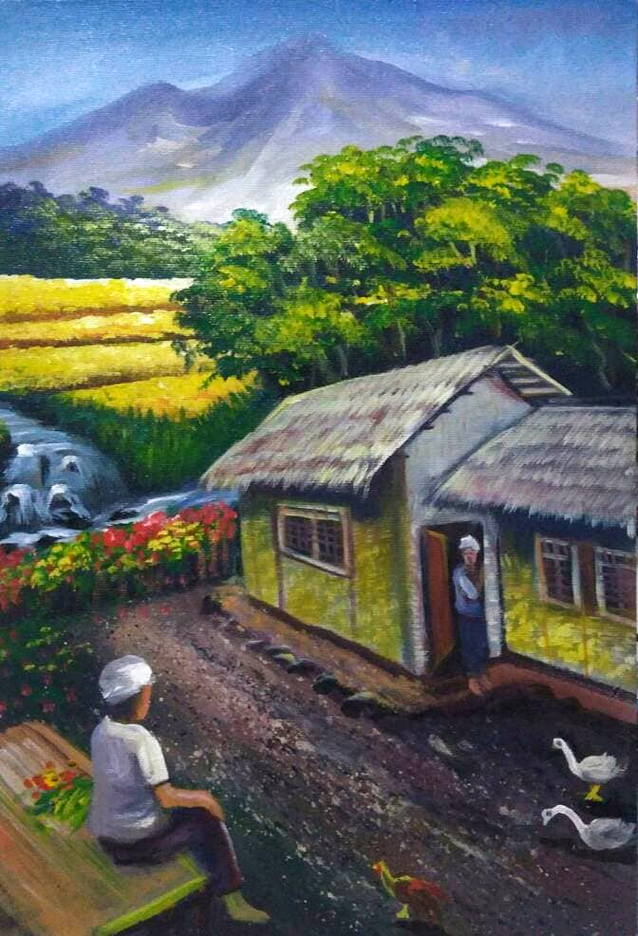 Detail Lukisan Rumah Desa Nomer 26