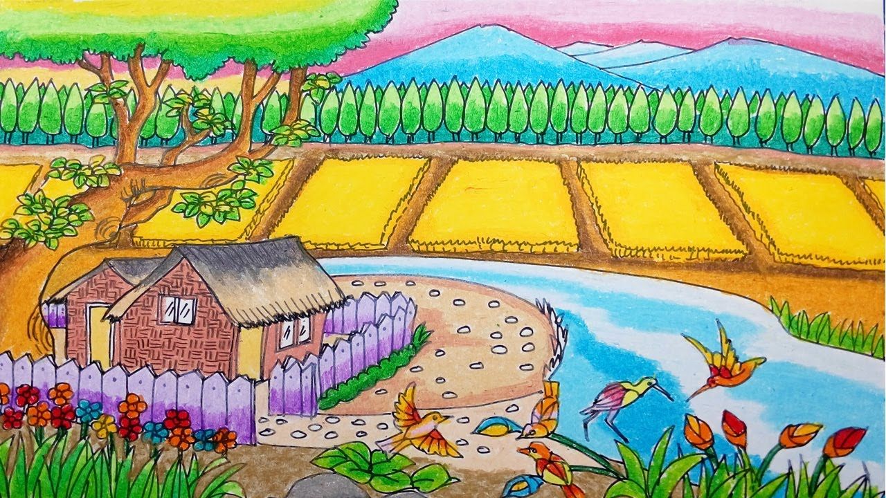 Detail Lukisan Rumah Desa Nomer 27