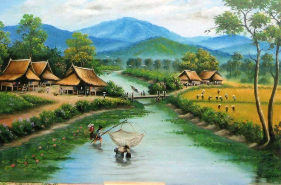 Detail Lukisan Rumah Desa Nomer 50