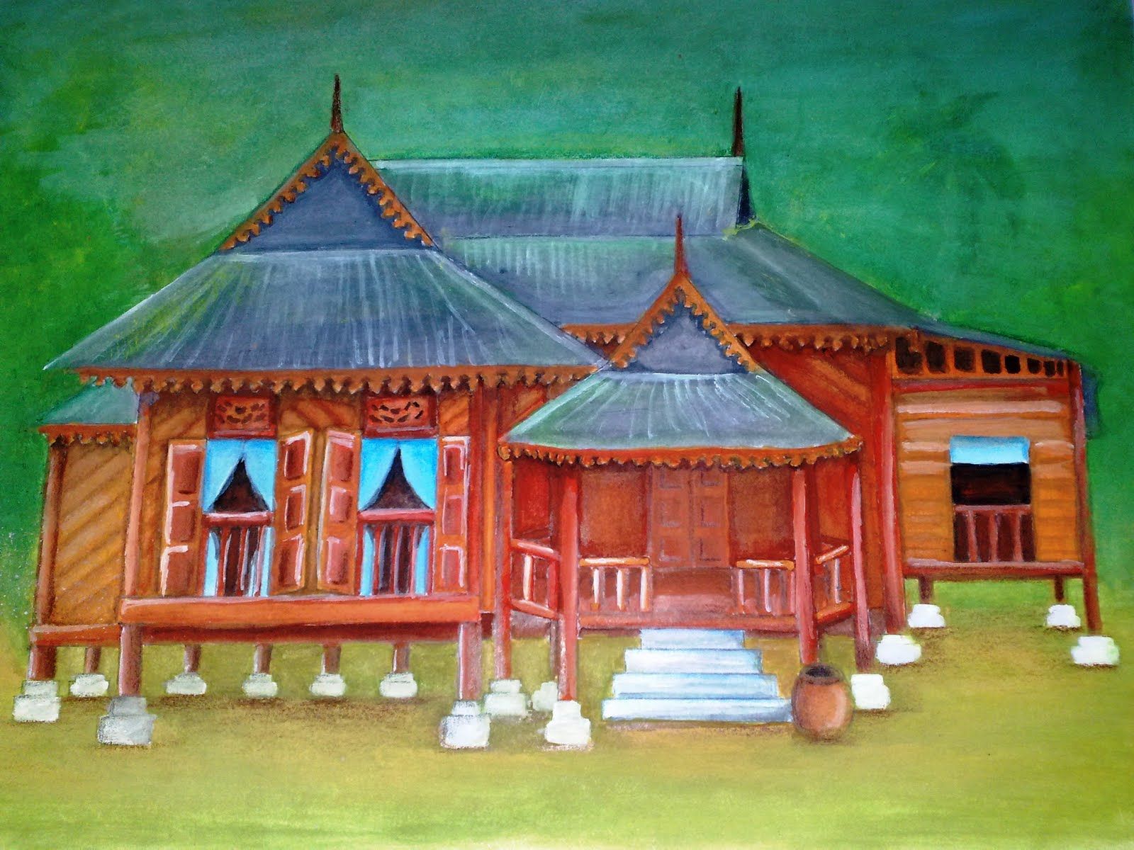 Detail Lukisan Rumah Kampung Nomer 3
