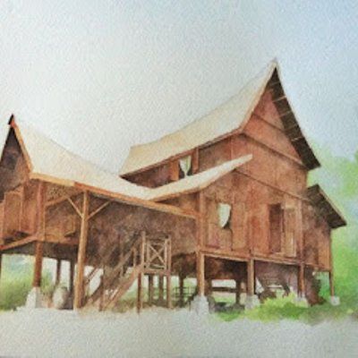 Detail Lukisan Rumah Kampung Nomer 4