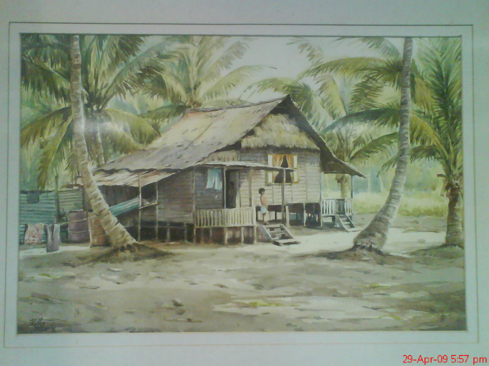 Detail Lukisan Rumah Kampung Nomer 35