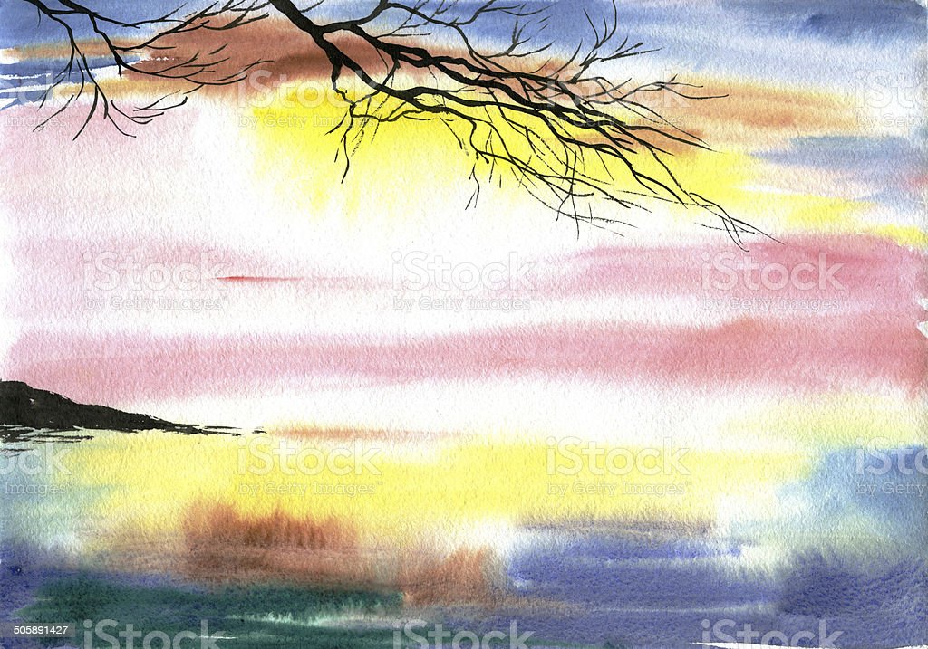 Detail Lukisan Sunset Cat Air Nomer 55