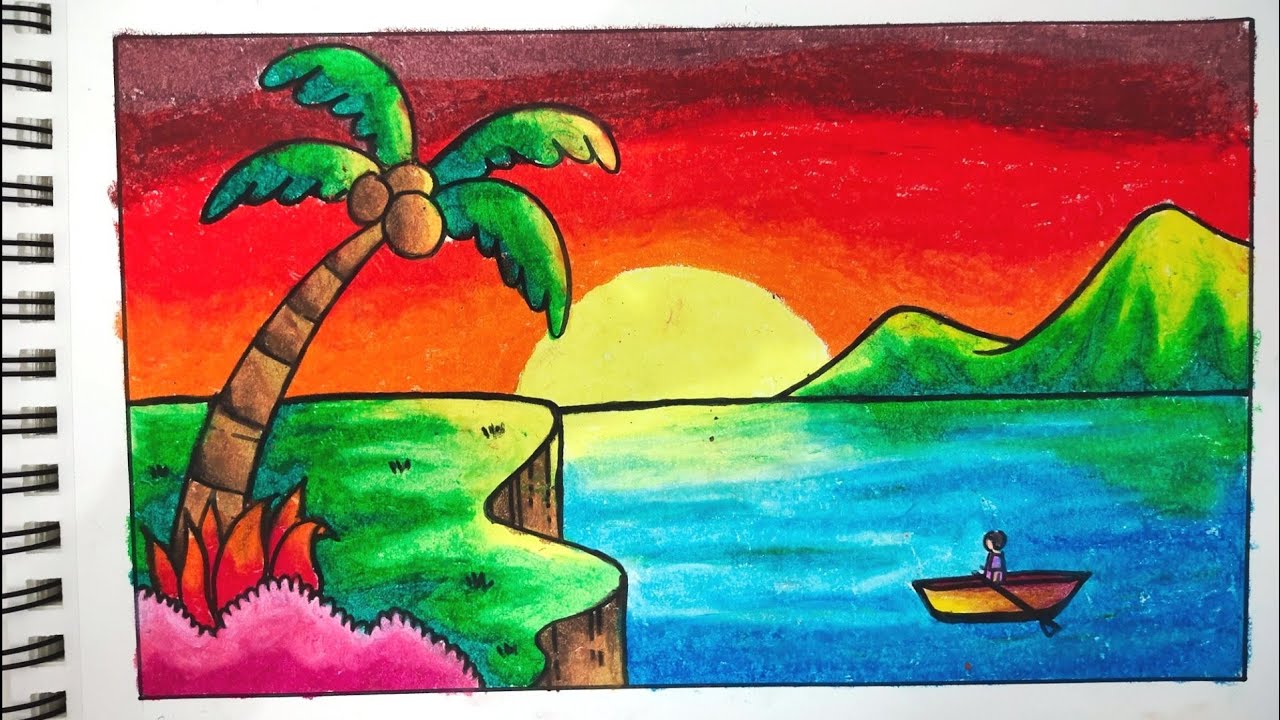 Detail Lukisan Sunset Pantai Nomer 4