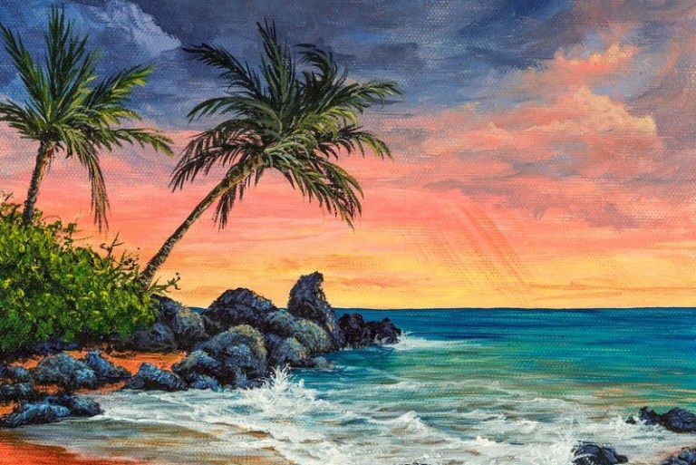 Detail Lukisan Sunset Pantai Nomer 30