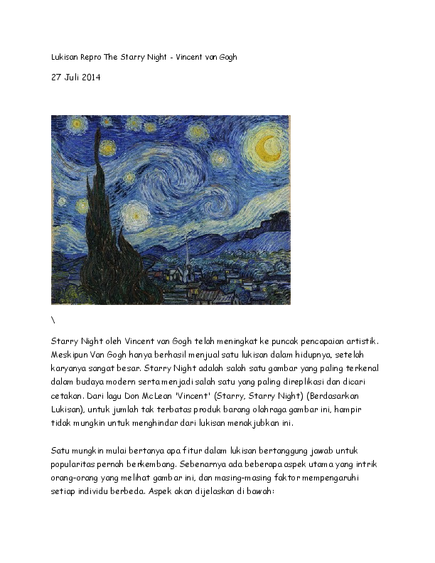 Detail Lukisan The Starry Night Nomer 39