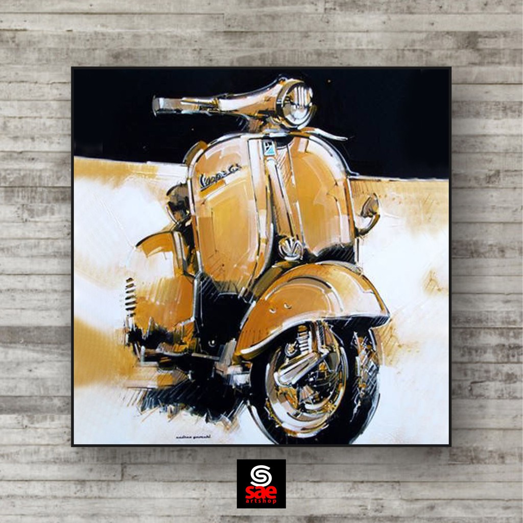 Detail Lukisan Vespa Hitam Putih Nomer 30