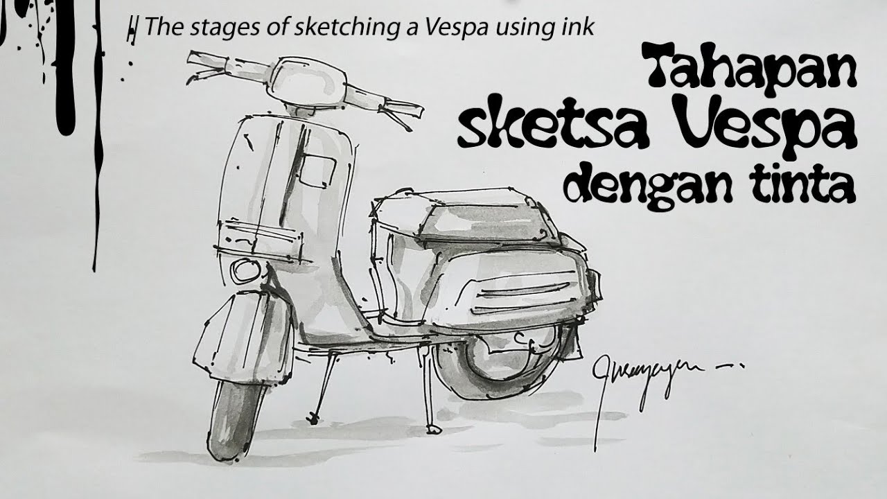 Detail Lukisan Vespa Hitam Putih Nomer 10