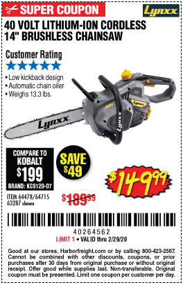 Detail Lynx Battery Chainsaw Nomer 13