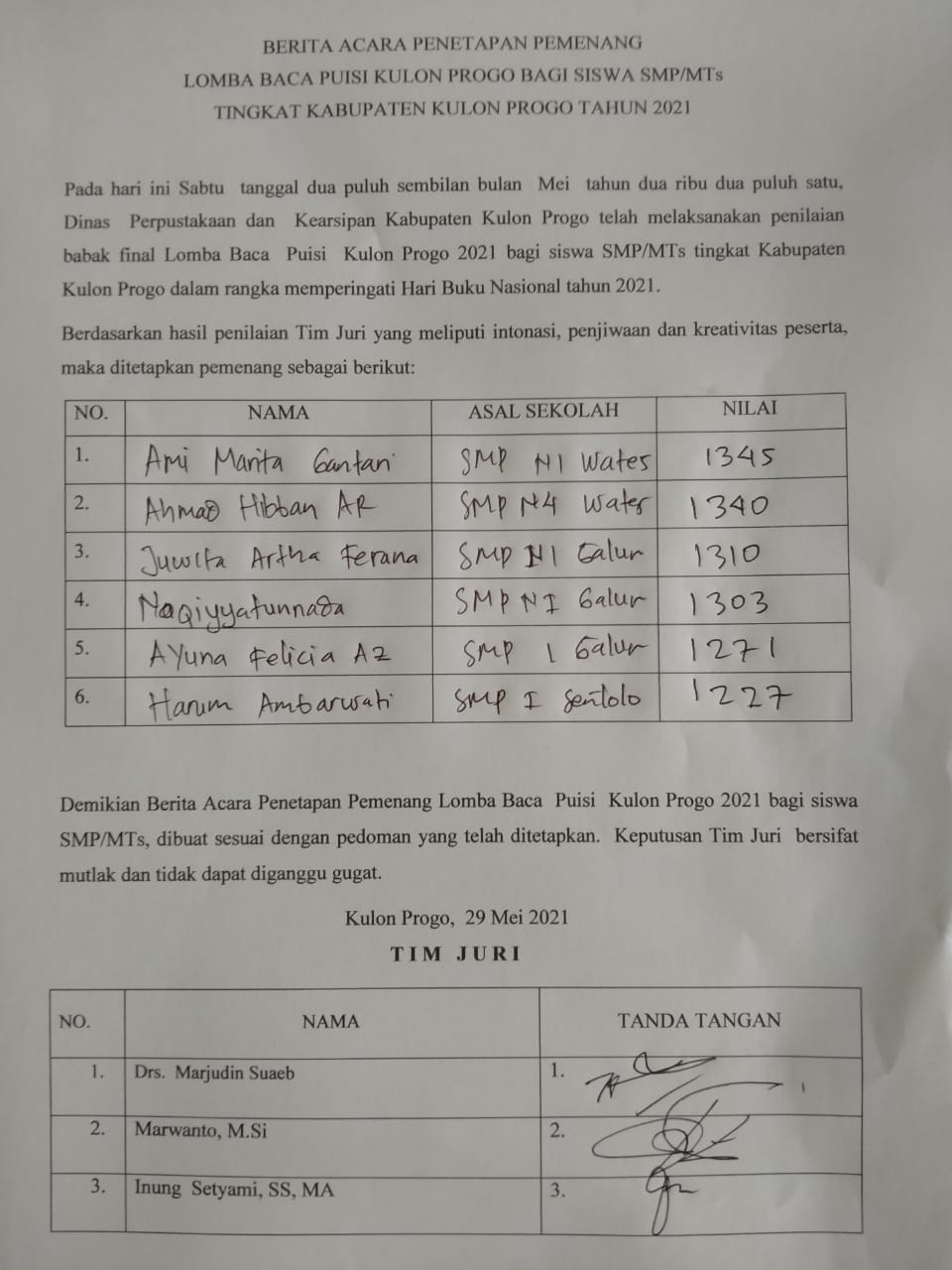 Detail Penilaian Lomba Puisi Nomer 51