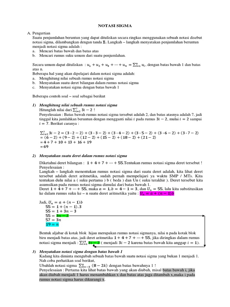 Detail Penjumlahan Notasi Sigma Nomer 38