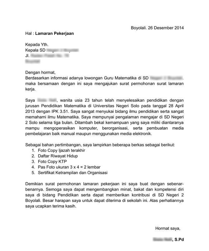 Detail Penulisan Surat Lamaran Yang Benar Nomer 20