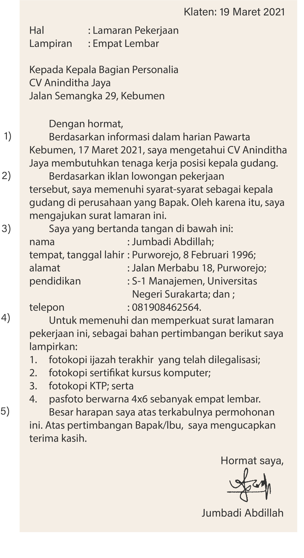 Detail Penutup Surat Lamaran Yang Benar Nomer 6