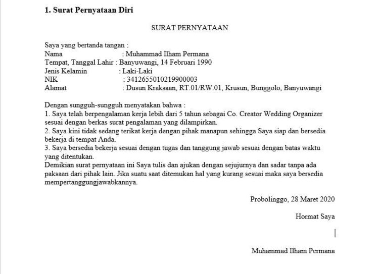 Detail Penutup Surat Pernyataan Nomer 10