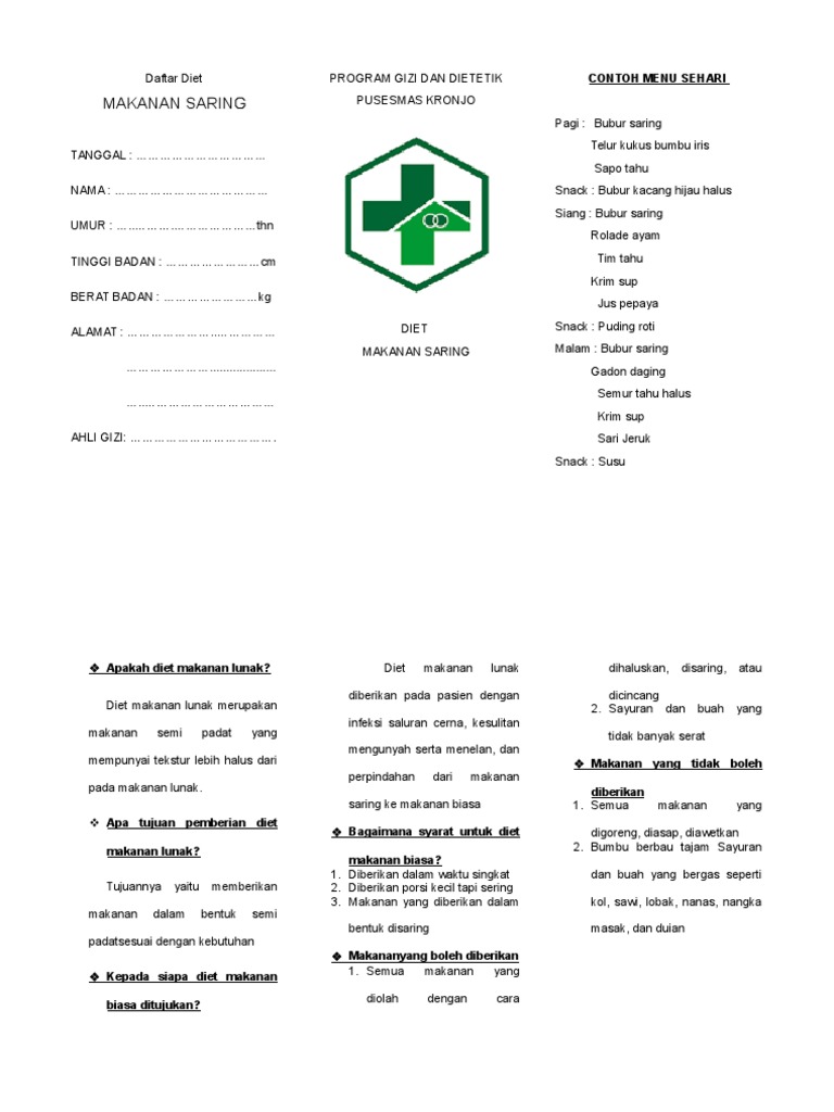 Detail Makanan Saring Rumah Sakit Nomer 24