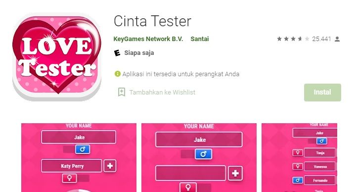 Detail Permainan Love Tester Cinta Nomer 13