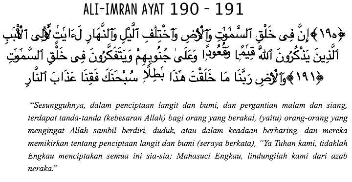 Detail Makna Surat Ali Imran Ayat 190 191 Nomer 6