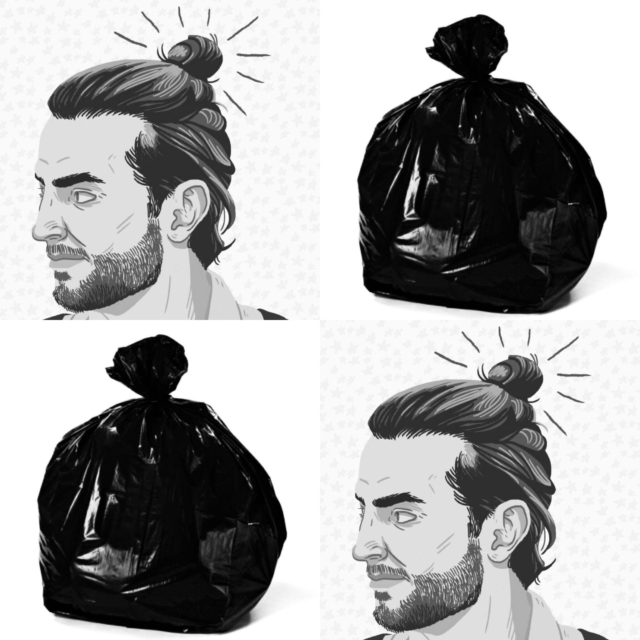 Detail Man Bun Meme Garbage Bag Nomer 5