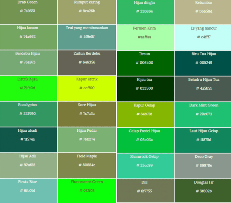 Detail Perpaduan Warna Hijau Daun Nomer 31