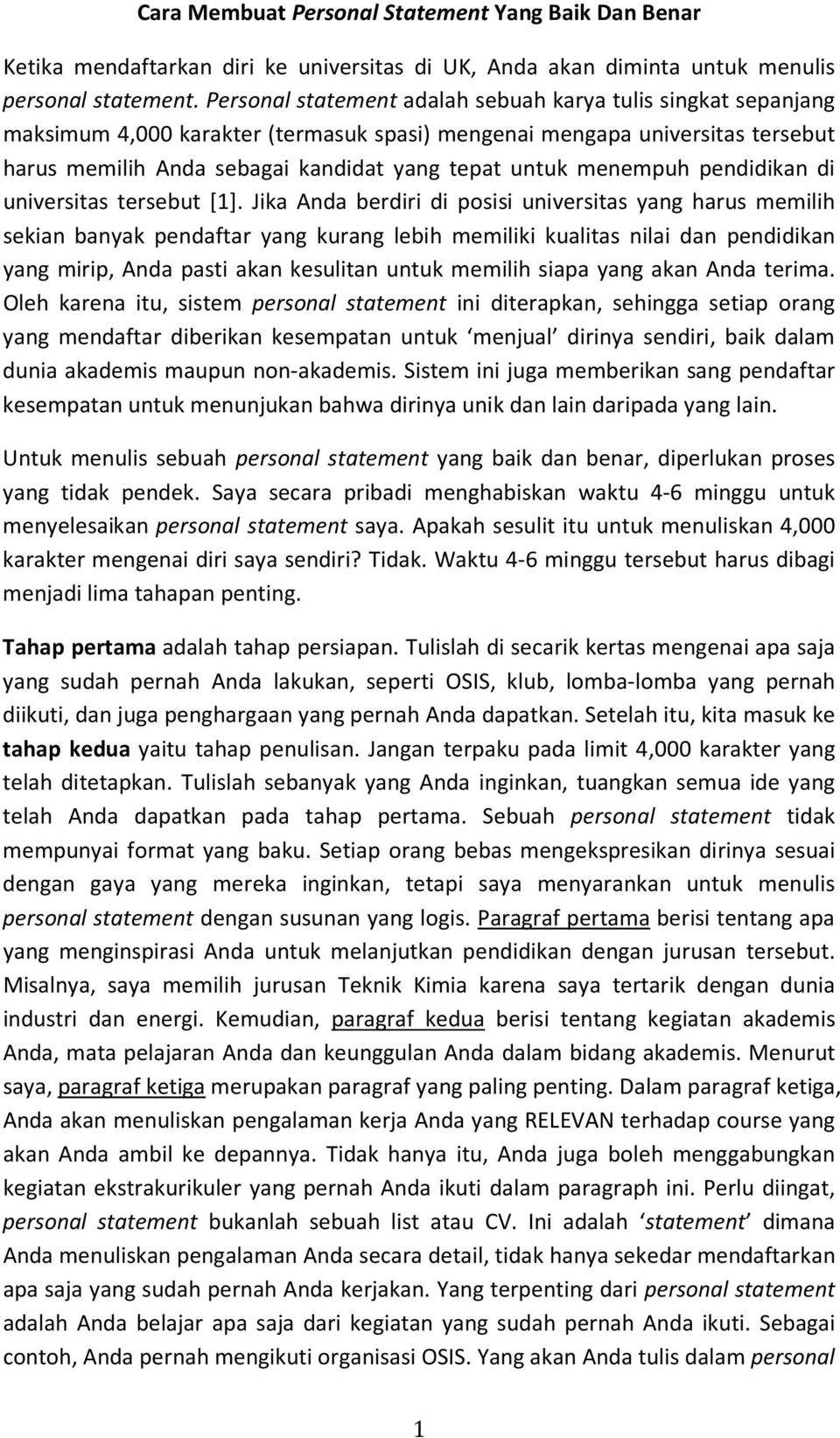 Detail Personal Statement Contoh Nomer 11