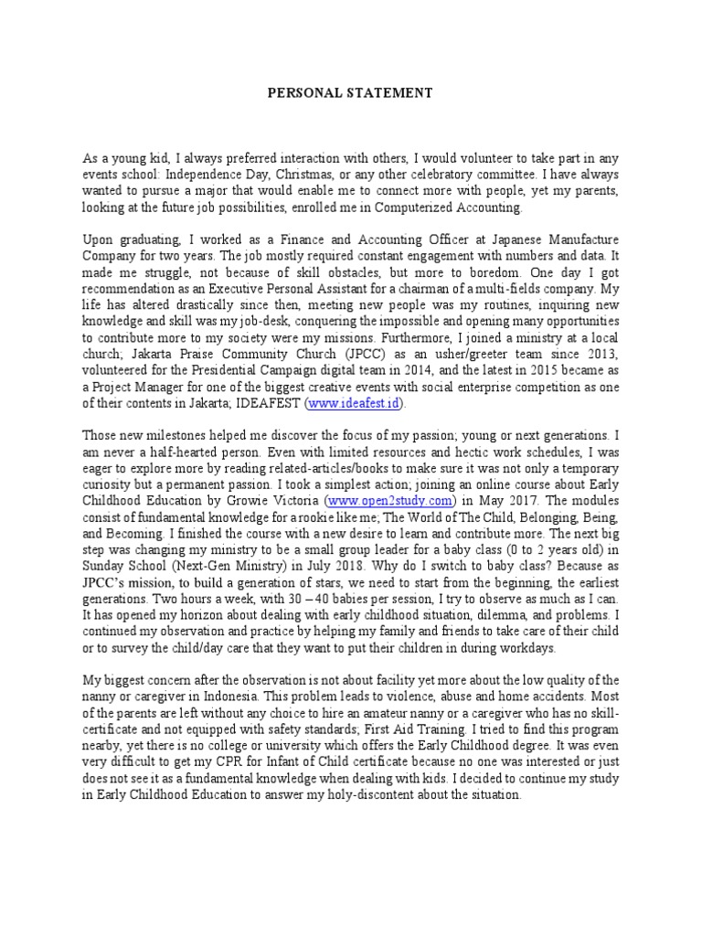 Detail Personal Statement Contoh Nomer 34
