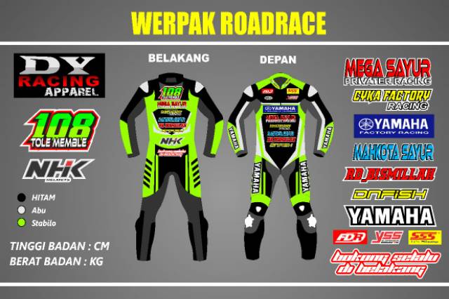 Detail Desain Wearpack Road Race Nomer 13