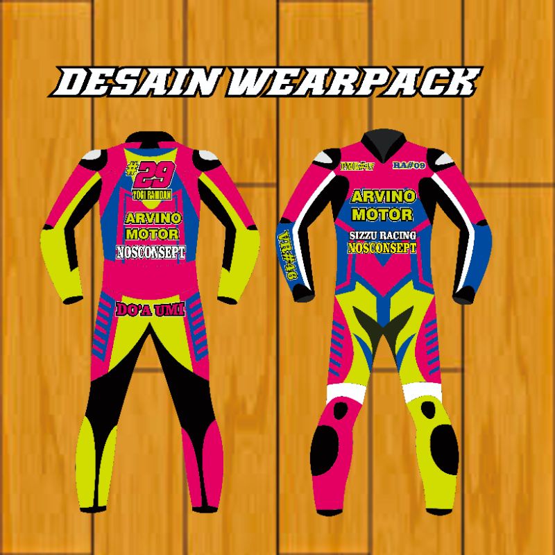 Detail Desain Wearpack Road Race Nomer 21