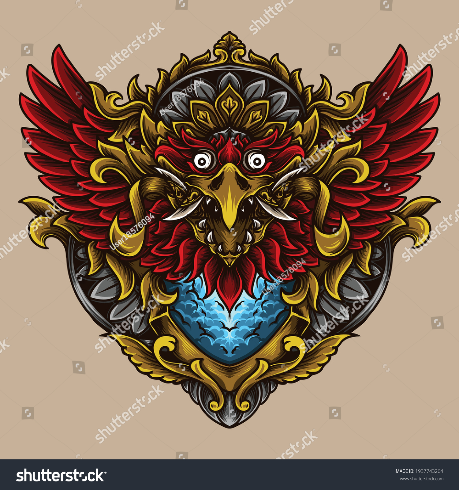 Detail Design Garuda Vector Nomer 13