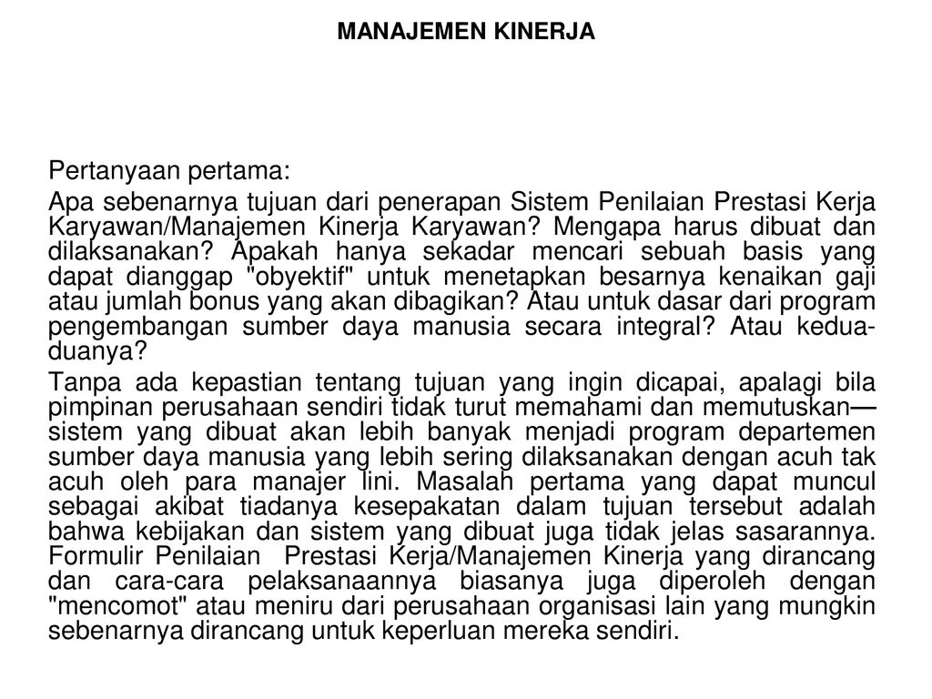 Detail Pertanyaan Tentang Manajemen Kinerja Nomer 23