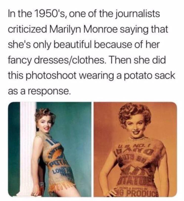 Marilyn Monroe Potato Sack Meme - KibrisPDR