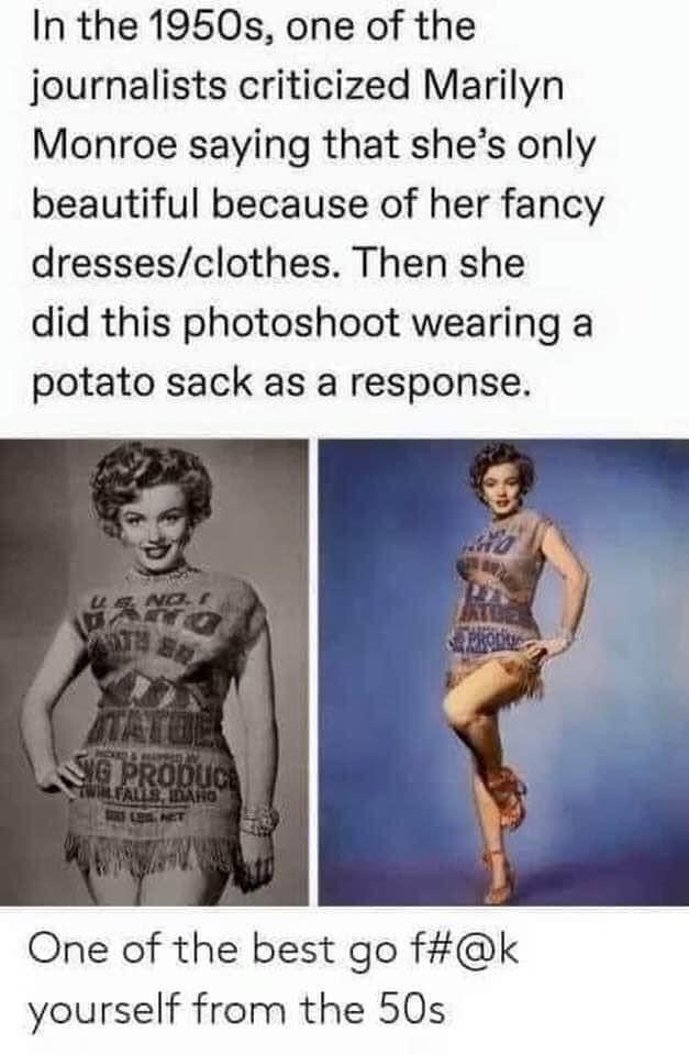 Detail Marilyn Monroe Potato Sack Meme Nomer 2