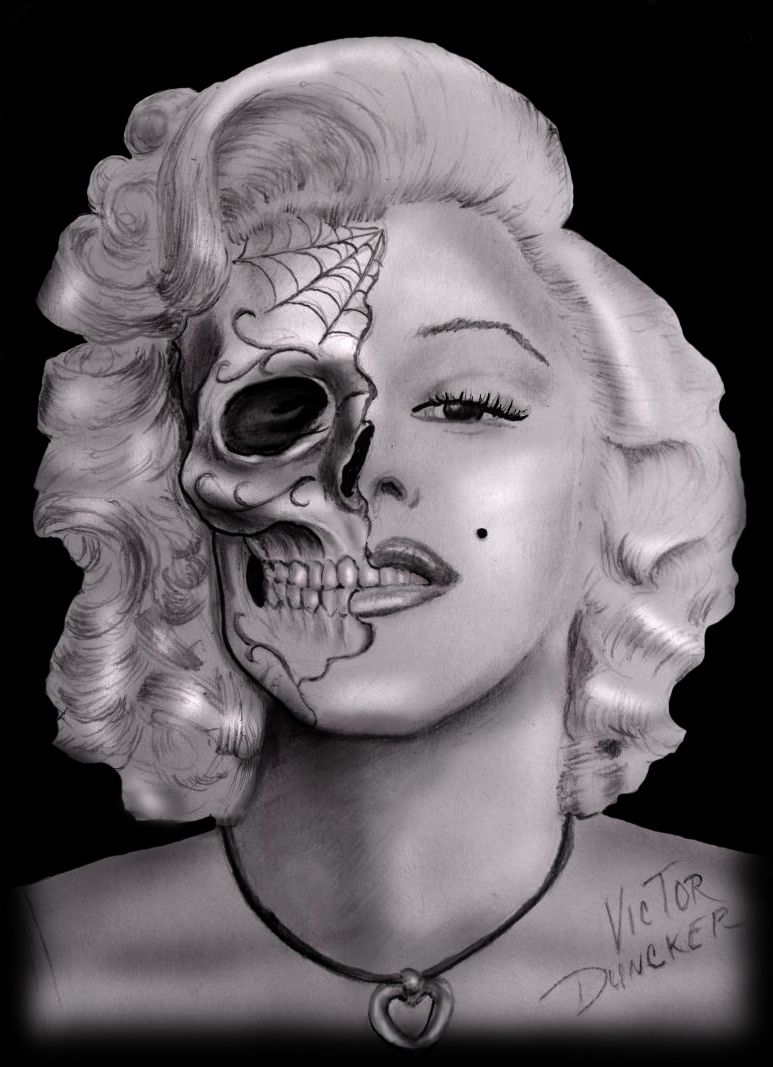 Marilyn Monroe Skull Drawing - KibrisPDR