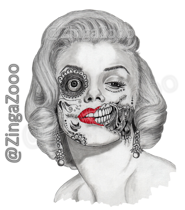 Detail Marilyn Monroe Skull Drawing Nomer 51