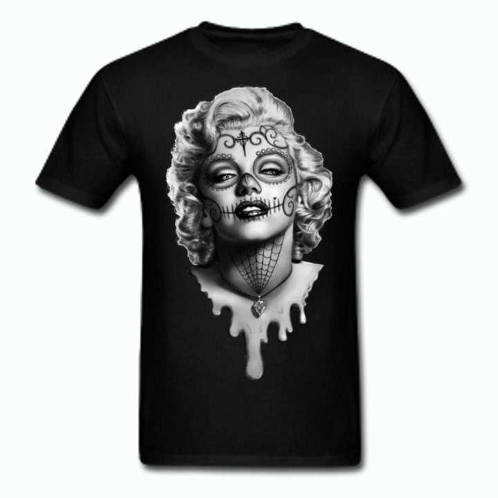 Detail Marilyn Monroe Sugar Skull T Shirt Nomer 3