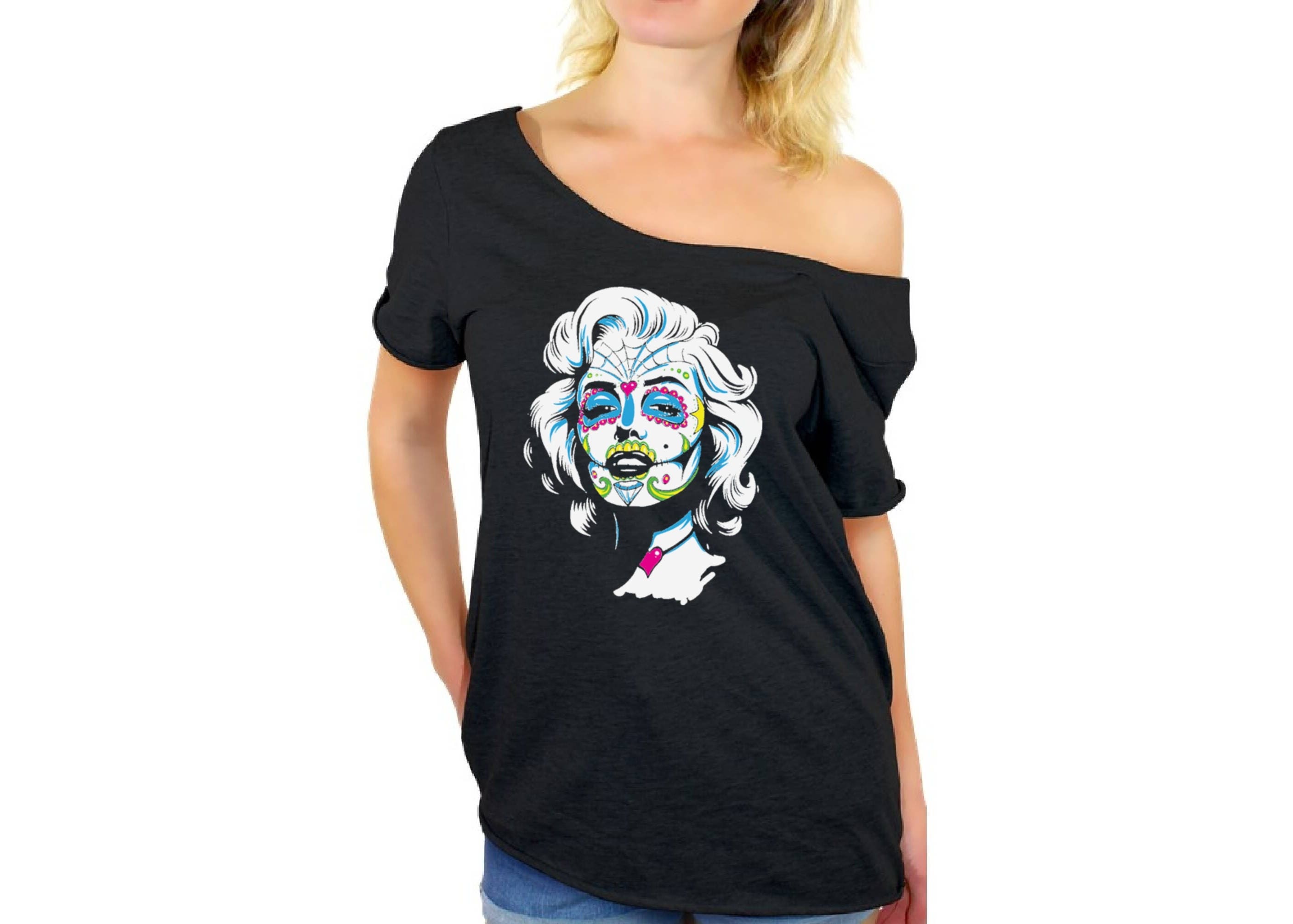 Detail Marilyn Monroe Sugar Skull T Shirt Nomer 27