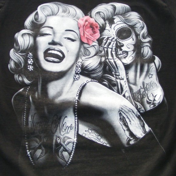 Detail Marilyn Monroe Sugar Skull T Shirt Nomer 34