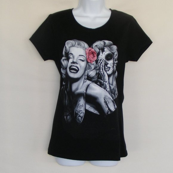 Detail Marilyn Monroe Sugar Skull T Shirt Nomer 35