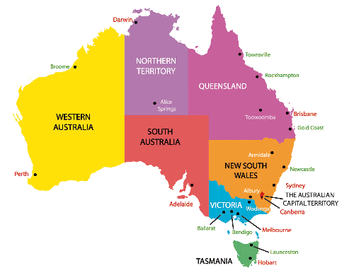 Peta Negara Australia - KibrisPDR