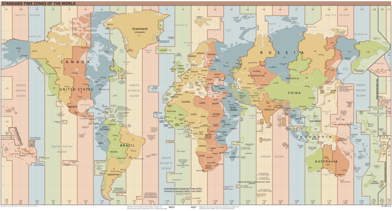 Peta Zona Waktu Dunia - KibrisPDR