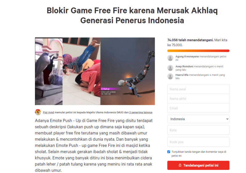 Detail Petisi Game Free Fire Nomer 2