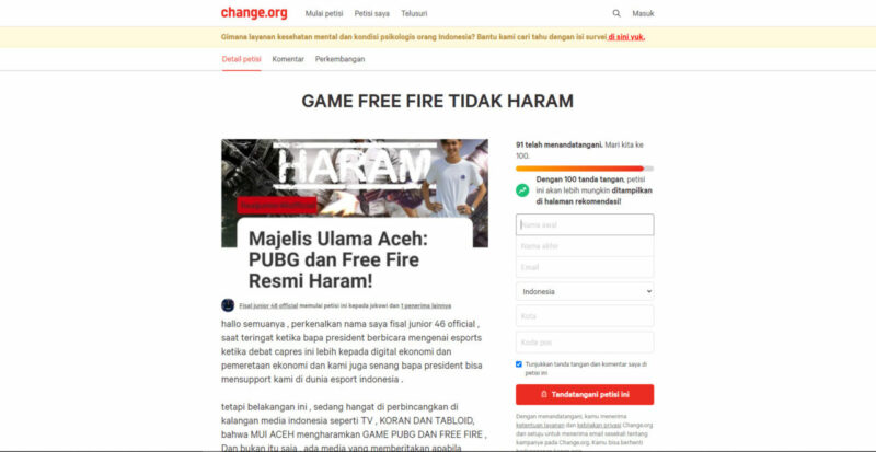 Detail Petisi Game Free Fire Nomer 44