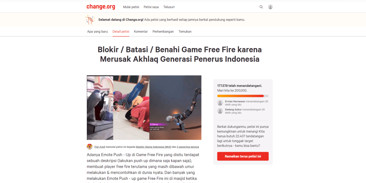 Detail Petisi Game Free Fire Nomer 8